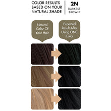 Load image into Gallery viewer, ONC 2N Darkest Brown Hair Dye With Organic Ingredients 120 mL / 4 fl. oz. Color Result