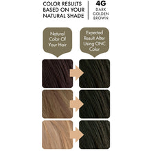 Cargar imagen en el visor de la galería, ONC 4G Dark Golden Brown Hair Dye With Organic Ingredients 120 mL / 4 fl. oz. Color Results