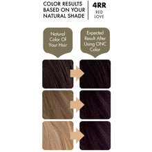 Cargar imagen en el visor de la galería, ONC 4RR Red Love Hair Dye With Organic Ingredients 120 mL / 4 fl. oz. Color Results