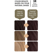 Cargar imagen en el visor de la galería, ONC 5R Rich Copper Brown Hair Dye With Organic Ingredients 120 mL / 4 fl. oz. Color Results