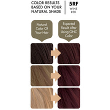 Cargar imagen en el visor de la galería, ONC 5RF Wine Red Hair Dye With Organic Ingredients 120 mL / 4 fl. oz. Color Results