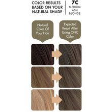 Load image into Gallery viewer, ONC 7C Medium Ash Blonde Hair Dye With Organic Ingredients 120 mL / 4 fl. oz. Color Results