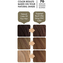 Cargar imagen en el visor de la galería, ONC 7G Medium Golden Blonde Hair Dye With Organic Ingredients 120 mL / 4 fl. oz. Color Results