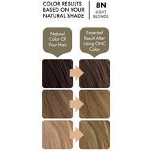 Load image into Gallery viewer, ONC 8N Natural Light Blonde Hair Dye With Organic Ingredients 120 mL / 4 fl. oz. Color Results