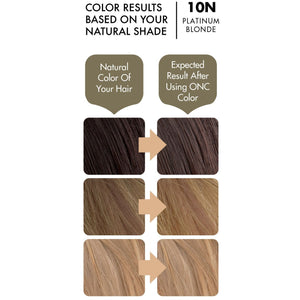 ONC 10N Platinum Blonde Hair Dye With Organic Ingredients 120 mL / 4 fl. oz. olor Result