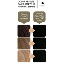 Cargar imagen en el visor de la galería, ONC 1N Natural Black Hair Dye With Organic Ingredients 120 mL / 4 fl. oz. Color Result
