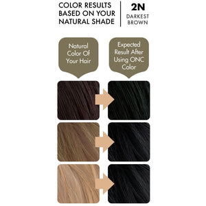 ONC 2N Darkest Brown Hair Dye With Organic Ingredients 120 mL / 4 fl. oz. Color Result