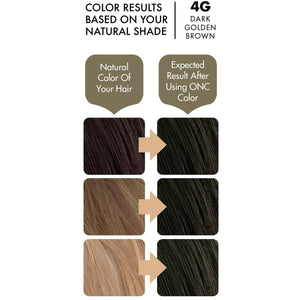 ONC 4G Dark Golden Brown Hair Dye With Organic Ingredients 120 mL / 4 fl. oz. Color Results