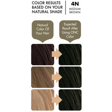 Cargar imagen en el visor de la galería, ONC 4N Natural Medium Brown Hair Dye With Organic Ingredients 120 mL / 4 fl. oz. Color Results
