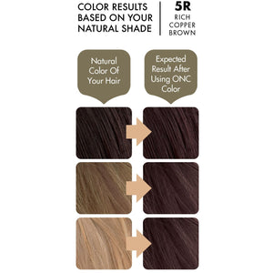 ONC 5R Rich Copper Brown Hair Dye With Organic Ingredients 120 mL / 4 fl. oz. Color Results