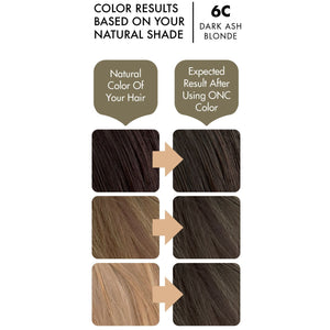ONC 6C Dark Ash Blonde Hair Dye With Organic Ingredients 120 mL / 4 fl. oz. Color Results