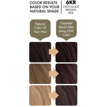 Cargar imagen en el visor de la galería, ONC 6KR Chocolate Brown Red Hair Dye With Organic Ingredients 120 mL / 4 fl. oz. Color Results
