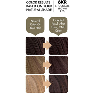 ONC 6KR Chocolate Brown Red Hair Dye With Organic Ingredients 120 mL / 4 fl. oz. Color Results
