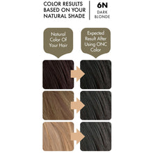 Cargar imagen en el visor de la galería, ONC 6N Natural Dark Blonde Hair Dye With Organic Ingredients 120 mL / 4 fl. oz. Color Results

