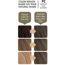 Cargar imagen en el visor de la galería, ONC 7C Medium Ash Blonde Hair Dye With Organic Ingredients 120 mL / 4 fl. oz. Color Results
