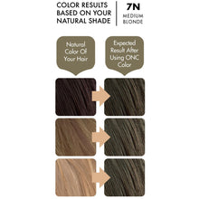 Cargar imagen en el visor de la galería, ONC 7N Natural Medium Blonde Hair Dye With Organic Ingredients 120 mL / 4 fl. oz. Color Results
